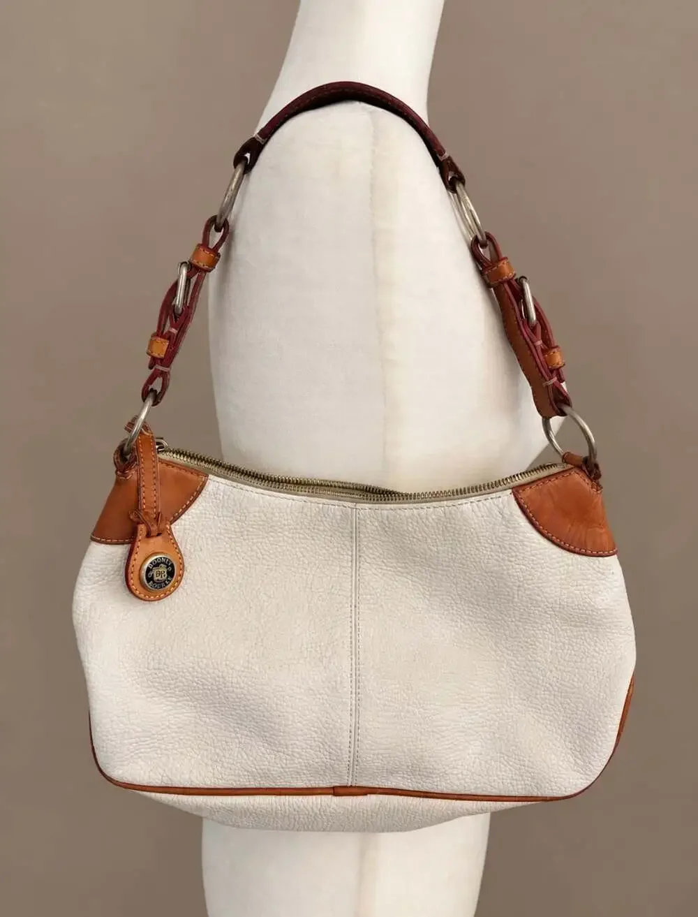 Dooney & Bourke Pebble Leather White Hobo Shoulder Bag